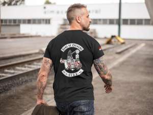 Köln Unisex T-Shirt "Sons of Cologne" Rundhals mit Rückendruck Schwarz